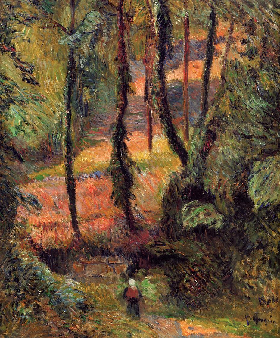 Sunken Path, Wooded Rose - Paul Gauguin Painting